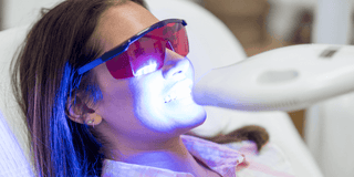 Women getting teeth whitening treatment