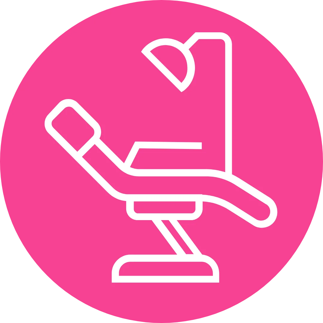 Dental chair icon representing comfortable patient care